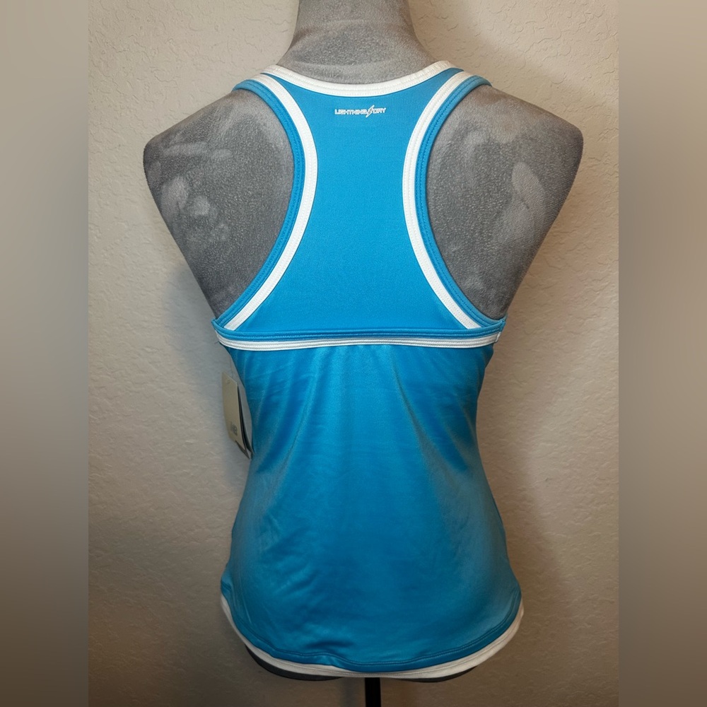 New Balance Lightning Dry Longline Sports Bra Tank Blue Grotto Medium NWT